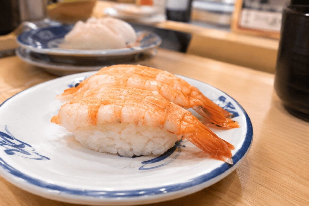 回転寿司の「蒸しエビ」