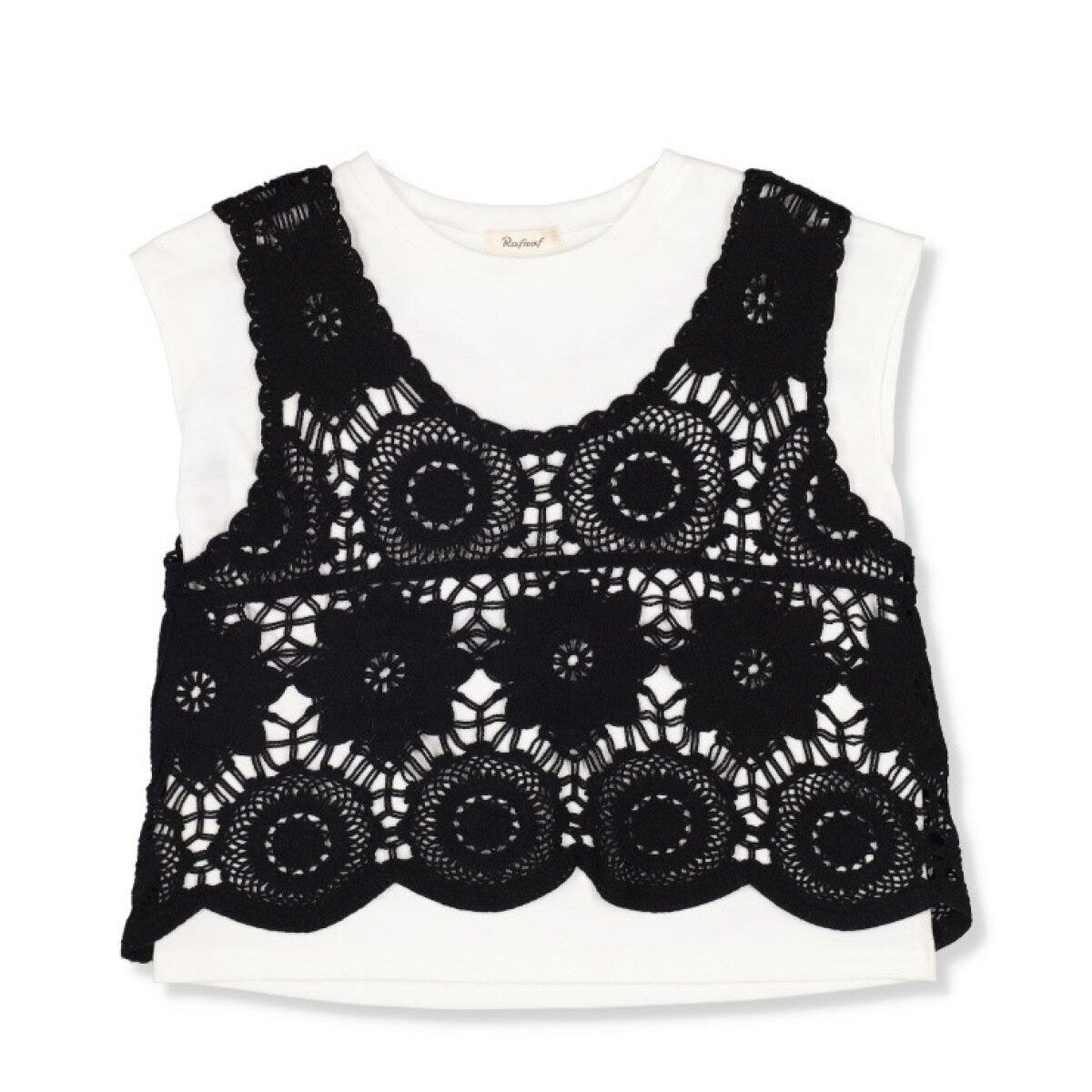 しまむらのクロシェ編みニットビスチェ＆Tシャツセット（しまスタ）