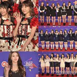 （左上から時計回り）AKB48、Weki Meki、fromis_9、PRISTIN、チョンハ／
「2017 MAMA in Japan」で日韓豪華コラボ （C）モデルプレス
