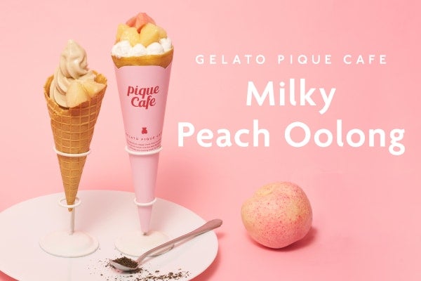 【gelato pique cafe】みずみずしくさっぱりした夏デザート！ 白桃ウーロンのクレープ＆ソフトクリームが登場
