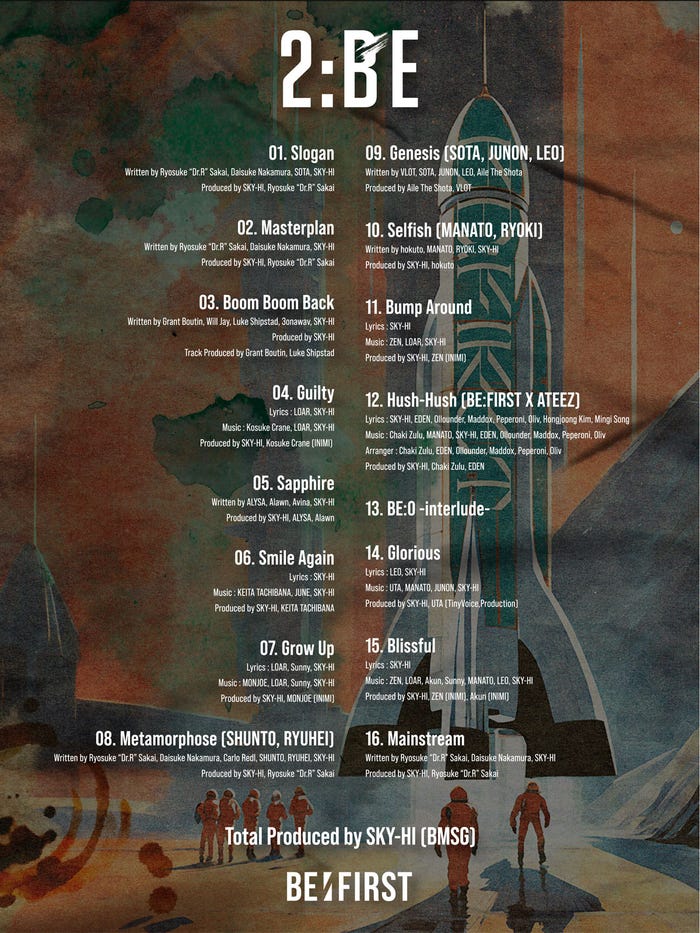「2:BE」トラックリスト(提供写真)