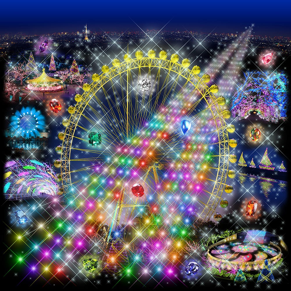 よみうりランド、650万球輝く冬イルミ「ジュエルミネーション~黄金と誕生石のRESONANCE~」開催