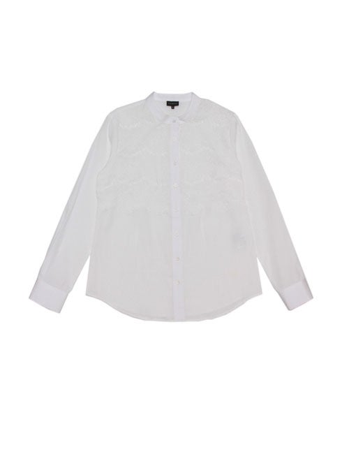 フロントレース長袖マオカラーシャツ「TALBOTS」11,880円（税込）／画像提供：TALBOTS