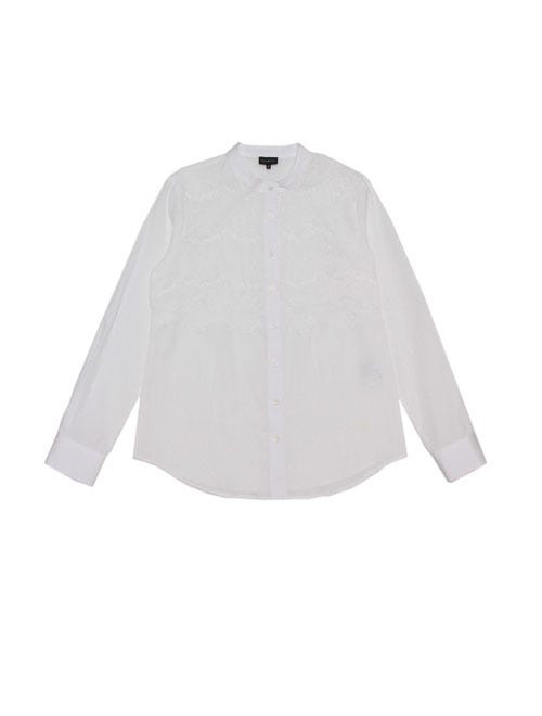 フロントレース長袖マオカラーシャツ「TALBOTS」11,880円(税込)/画像提供:TALBOTS