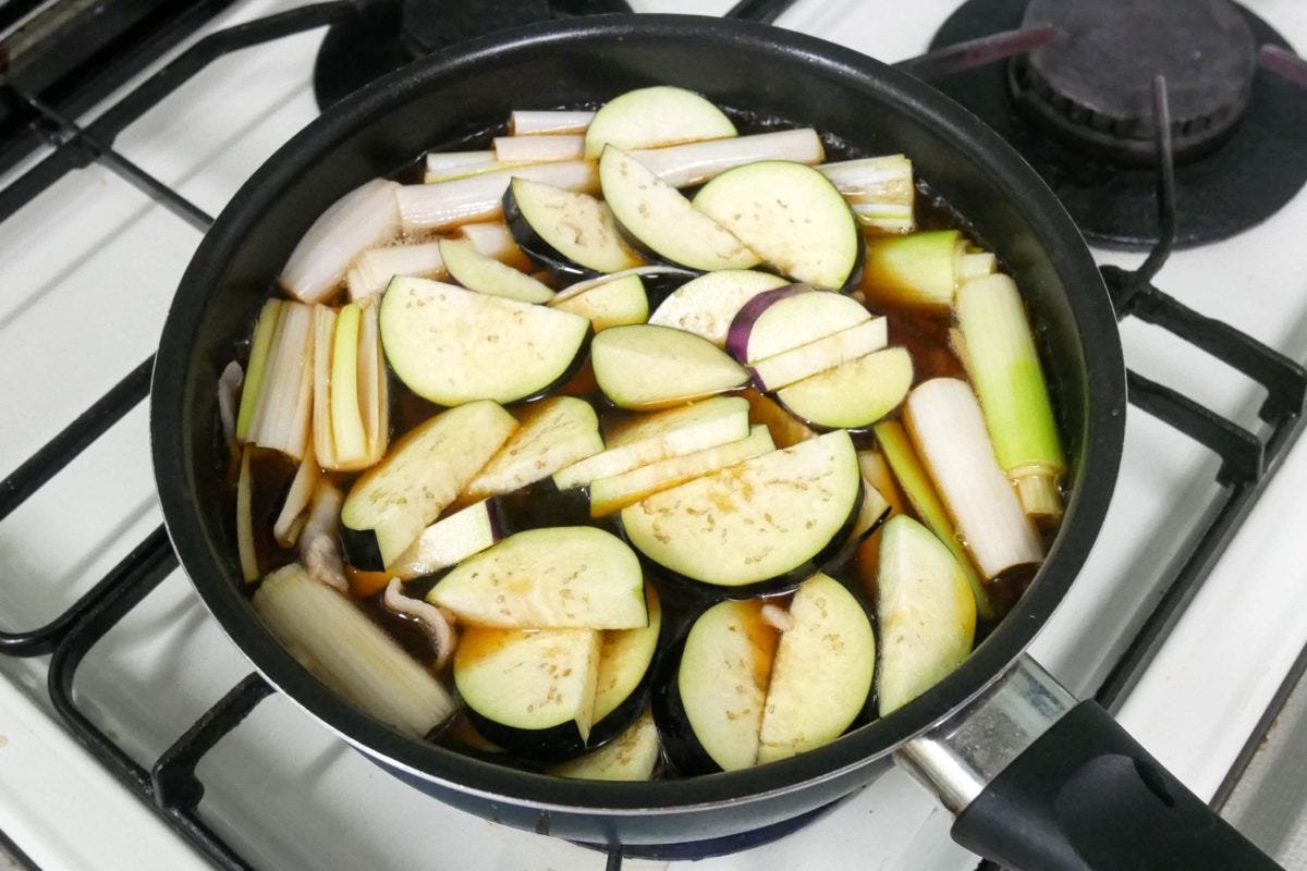 なすと豚肉のそうめん