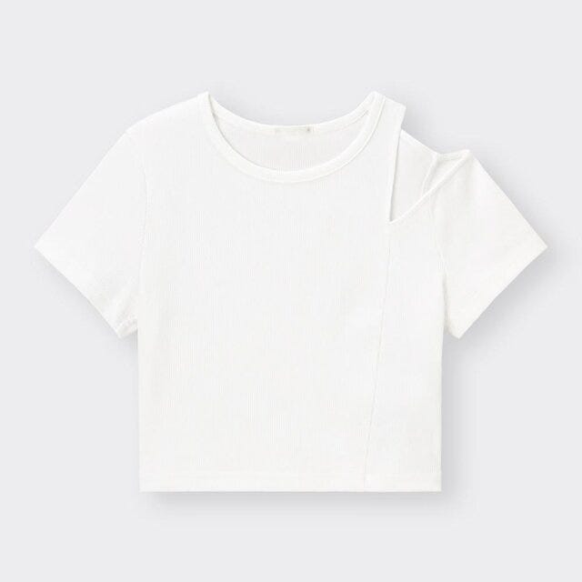 ショルダーカットアウトT GUレディース990円ショルダーカットアウトT
