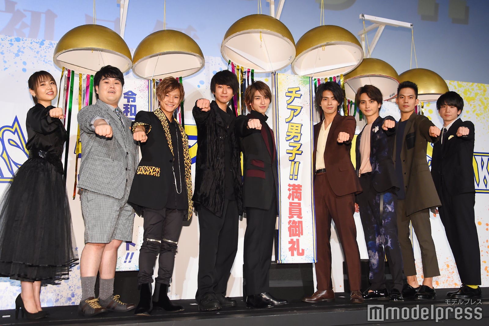 （左から）阿部真央、小平大智、岩谷翔吾、浅香航大、横浜流星、中尾暢樹、瀬戸利樹、菅原健、風間太樹監督（C）モデルプレス