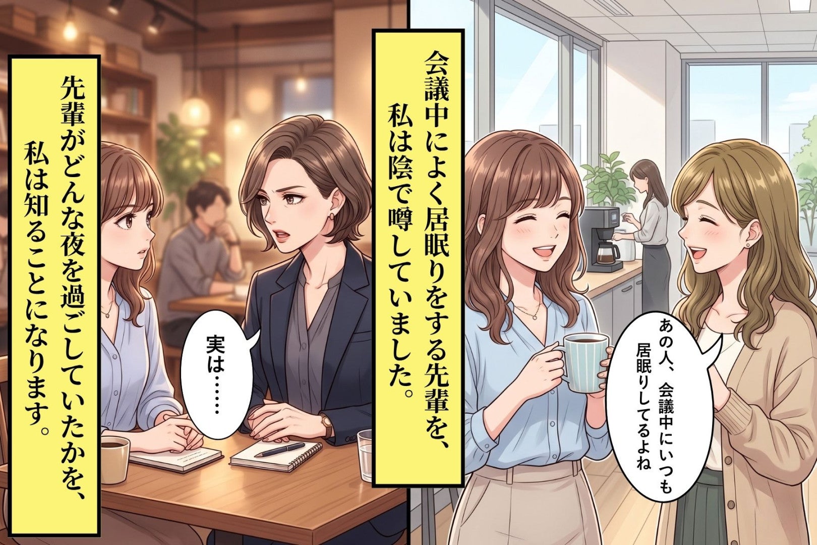 「あの人、会議中にいつも居眠りしてるよね」と噂される同僚→本当の理由を知った日
