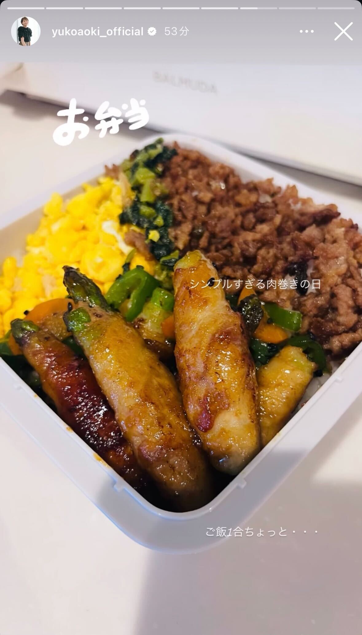 青木裕子Instagramストーリーズより