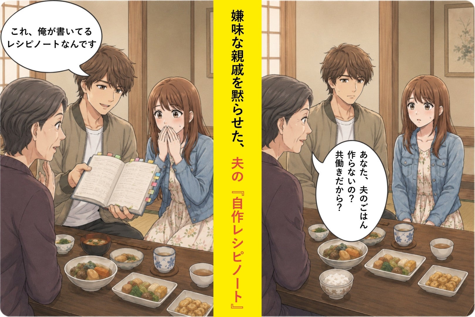 「ごはん作らないの？共働きだから？」嫌味な親戚を黙らせた、夫の『自作レシピノート』