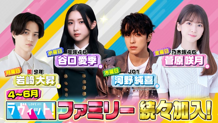 美 少年・岩崎大昇＆櫻坂46谷口愛季＆JO1河野純喜・乃木坂46菅原咲月、4～6月の「ラヴィット！ファミリー」加入決定