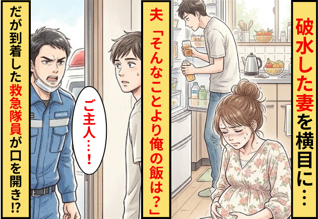 破水した妻を横目に…夫「そんなことより俺の飯は？」⇒だが「ご主人…」到着した救急隊員が口を開いた話