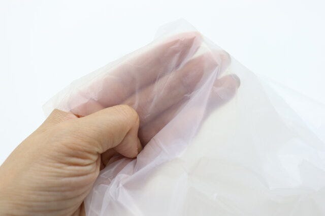 ひも付きコンパクト手さげポリ袋　LLサイズ　23枚入　薄さ