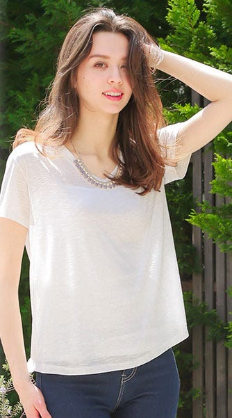 VネックorUネックシンプルスラブTシャツ「salus」1,290円(税込)