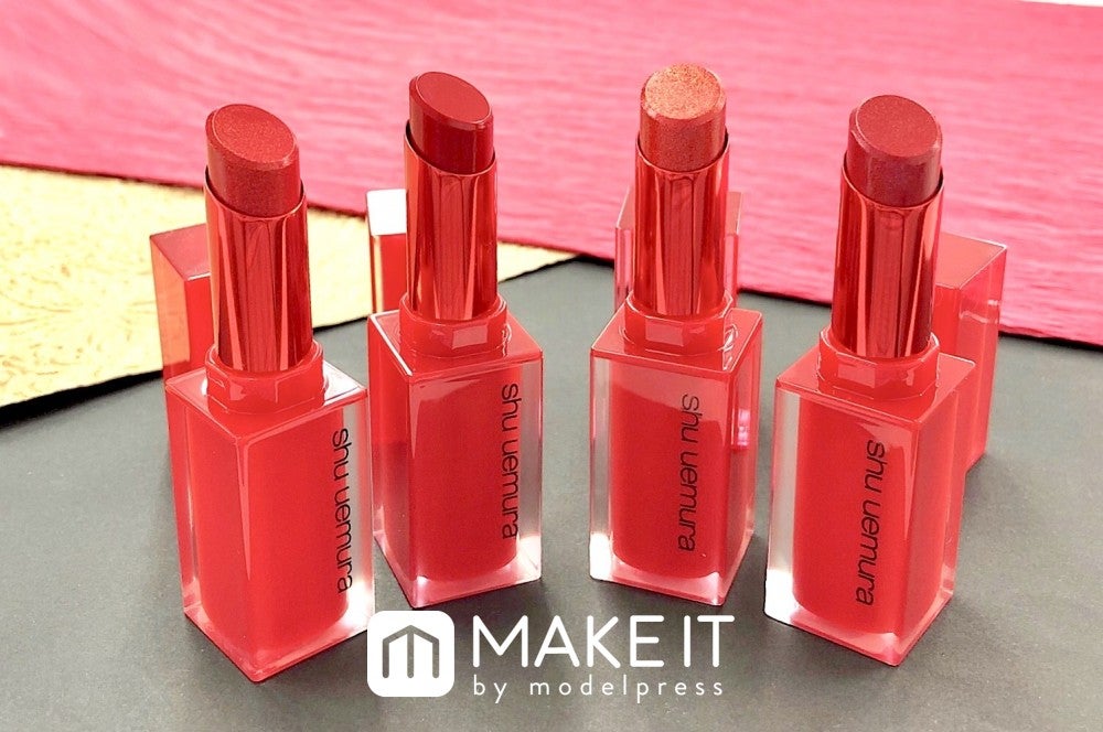 shu uemura／ルージュ アンリミテッド ラッカーシャイン／全4色（限定3色・既存1色）／各3,300円（税抜） (C)メイクイット