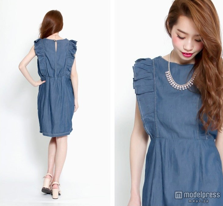 ライトデニムフレンチフリルワンピース「salus」3,490円（税込）