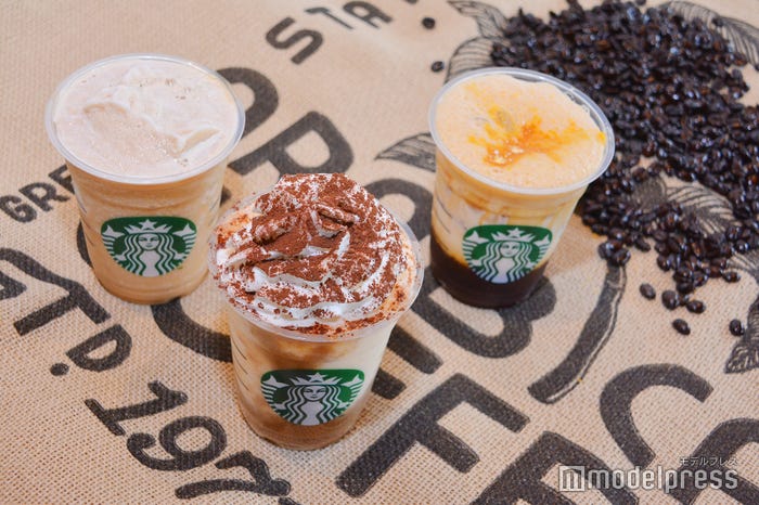 「コールドブリュー コーヒー フラペチーノ」「コーヒー ティラミス フラペチーノ」「ダブル トール ラテ シェケラート」(C)モデルプレス