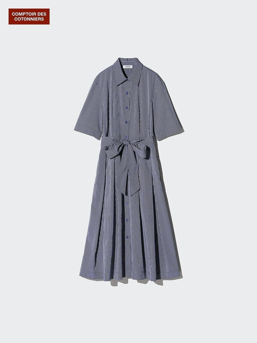 ユニクロのストライプシャツワンピース