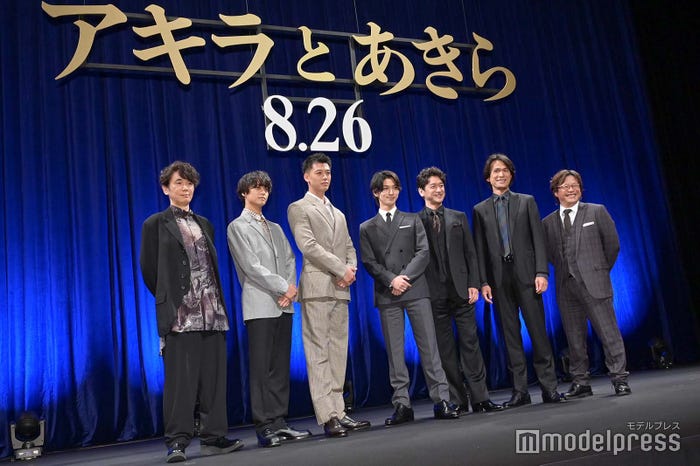 (左から)ユースケ・サンタマリア、高橋海人、竹内涼真、横浜流星、石丸幹二、江口洋介、三木孝浩監督 (C)モデルプレス