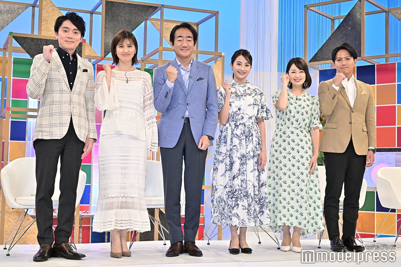 （左から）高瀬耕造アナ、鈴江奈々アナ、山口豊アナ、日比麻音子アナ、松丸友紀アナ、安宅晃樹アナ（C）モデルプレス