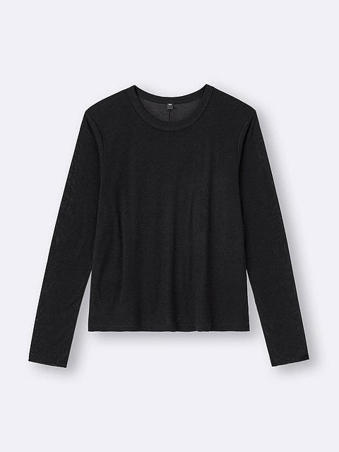 GUのソフトシアークルーネックT