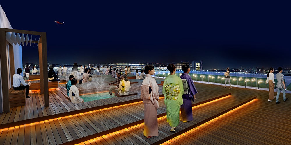 足湯スカイデッキイメージ／画像提供：羽田みらい開発
