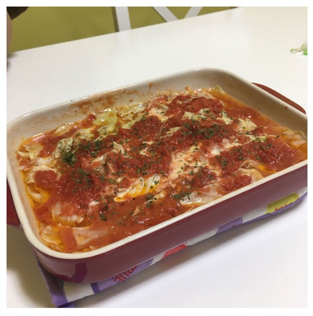 ぺこが作ったスコップロールキャベツ／ぺこオフィシャルブログ（Ameba）より