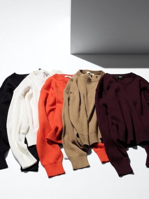 ユニクロ　スムースコットンクルーネックセーター　5色展開