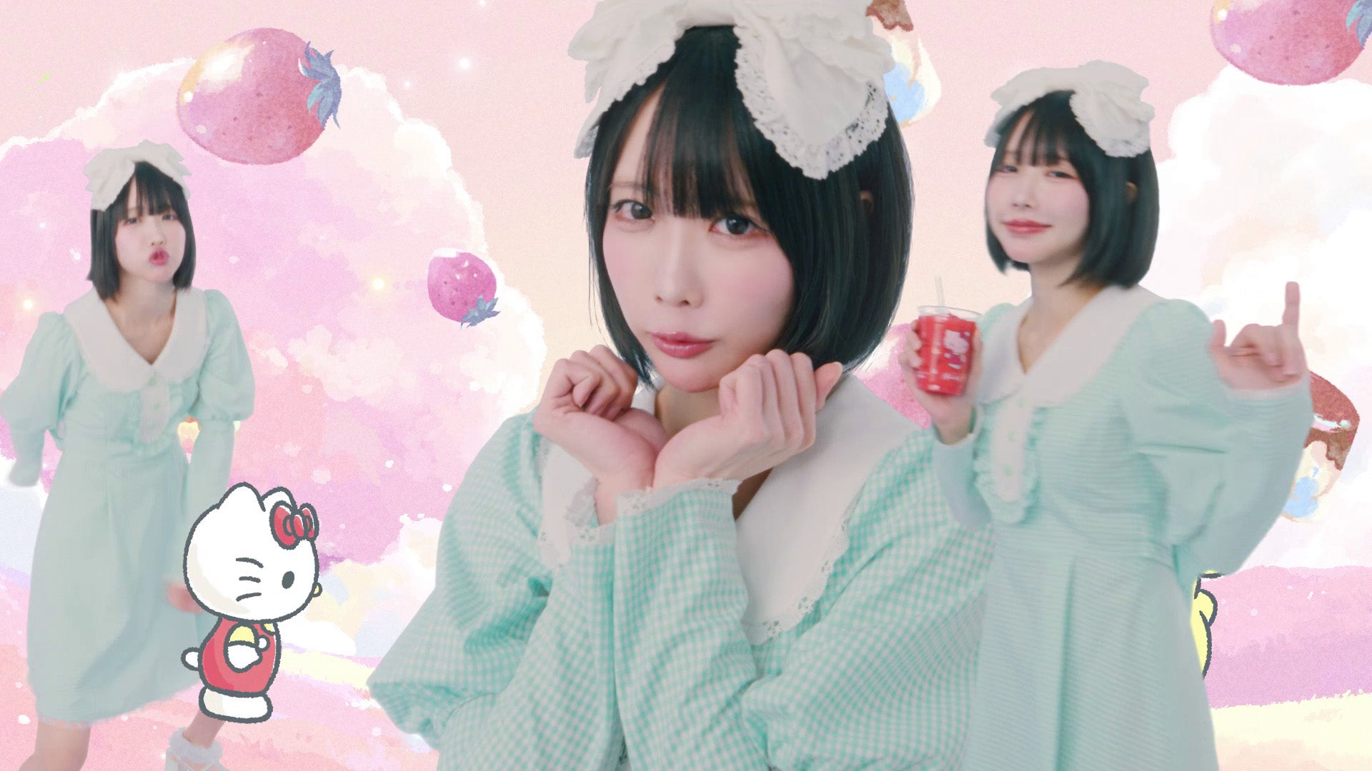 あの／マクドナルド新CM「マックに甘いの飲みにこないか キティとプリン」篇より（提供写真）