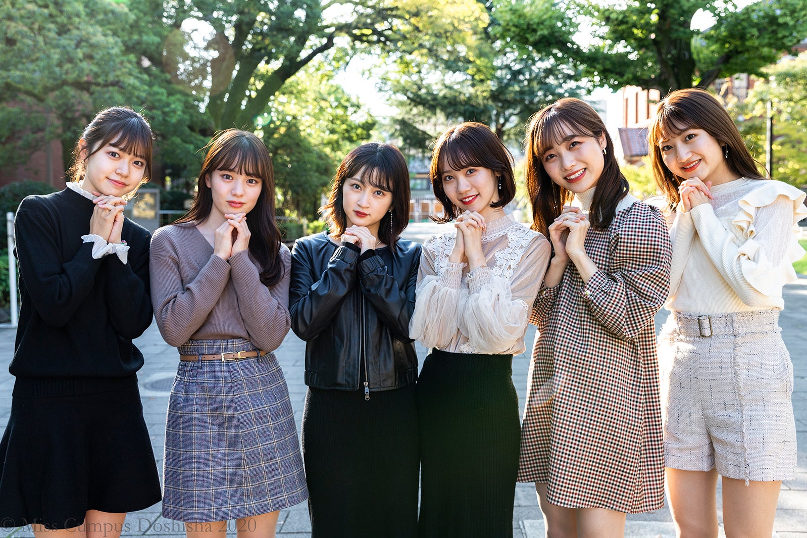 「Miss Campus Doshisha2020」ファイナリスト（左から）木原渚、山田千加、廣田佳菜子、川原千里、志賀可奈子、華山友希（提供写真）