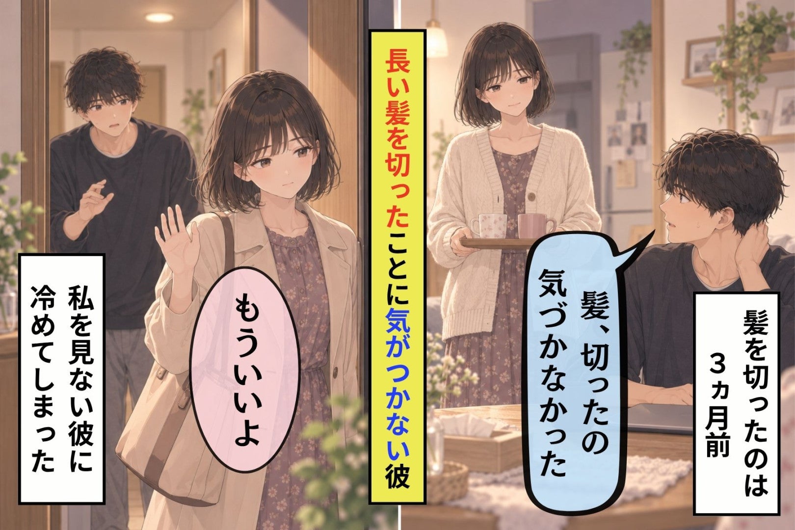 付き合って２年の彼が「髪、切ったの気づかなかった」→切ったのは３か月前。私が冷めていった日
