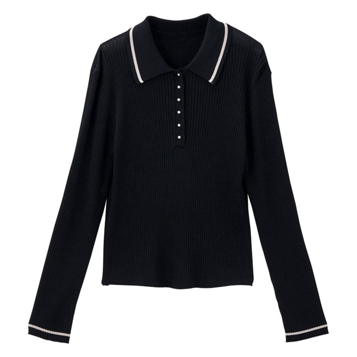 しまむらのリブ編みポロニット