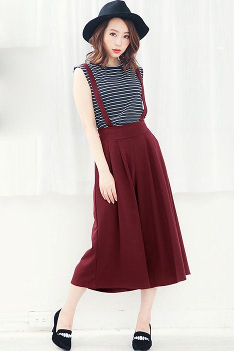 サスペンダー取外し可☆バックウエストゴム2wayガウチョパンツ「神戸レタス」2690円（税込）／画像提供：神戸レタス