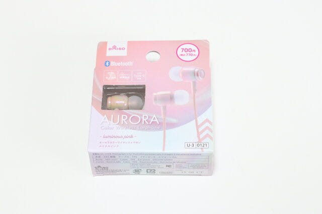オーロラカラーワイヤレスイヤホン（BT007、ルミナスピンク）　パッケージ