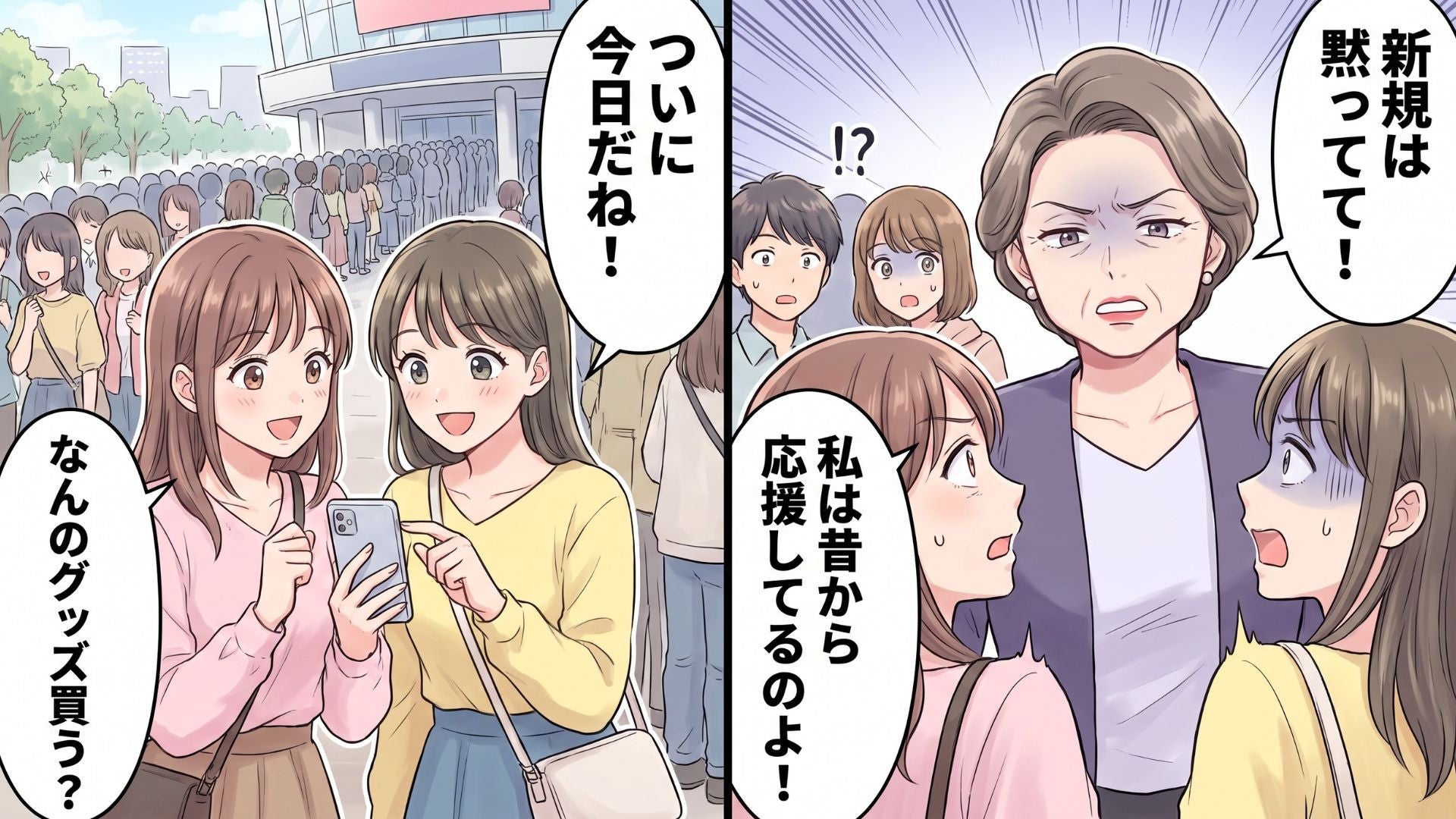 【最後にスカッと！】「新規が私に意見するなんて100年早い」グッズ列に現れた【自称・古参ファン】。とんでもない発言に、一同ドン引き...！？