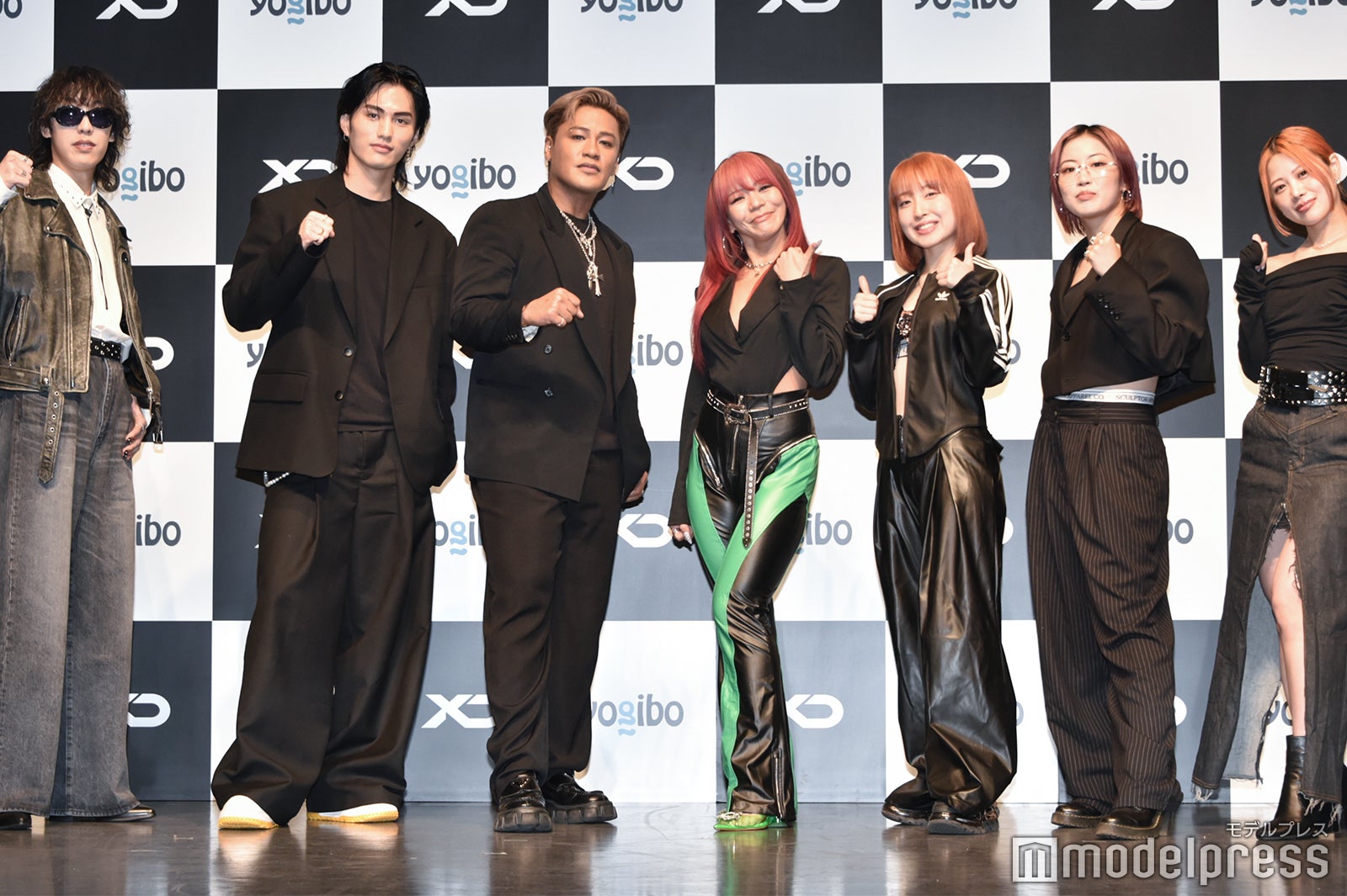 「XD World Music Festival」発表会見の様子（左から）Aile The Shota、大平修蔵、ELLY、SAYAKA、Rena 、YUMERI、MIKI（C）モデルプレス