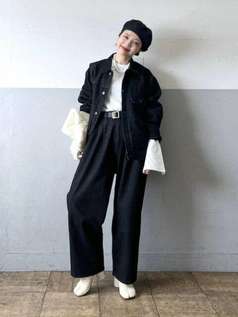 デニム　コーデ　秋　冬