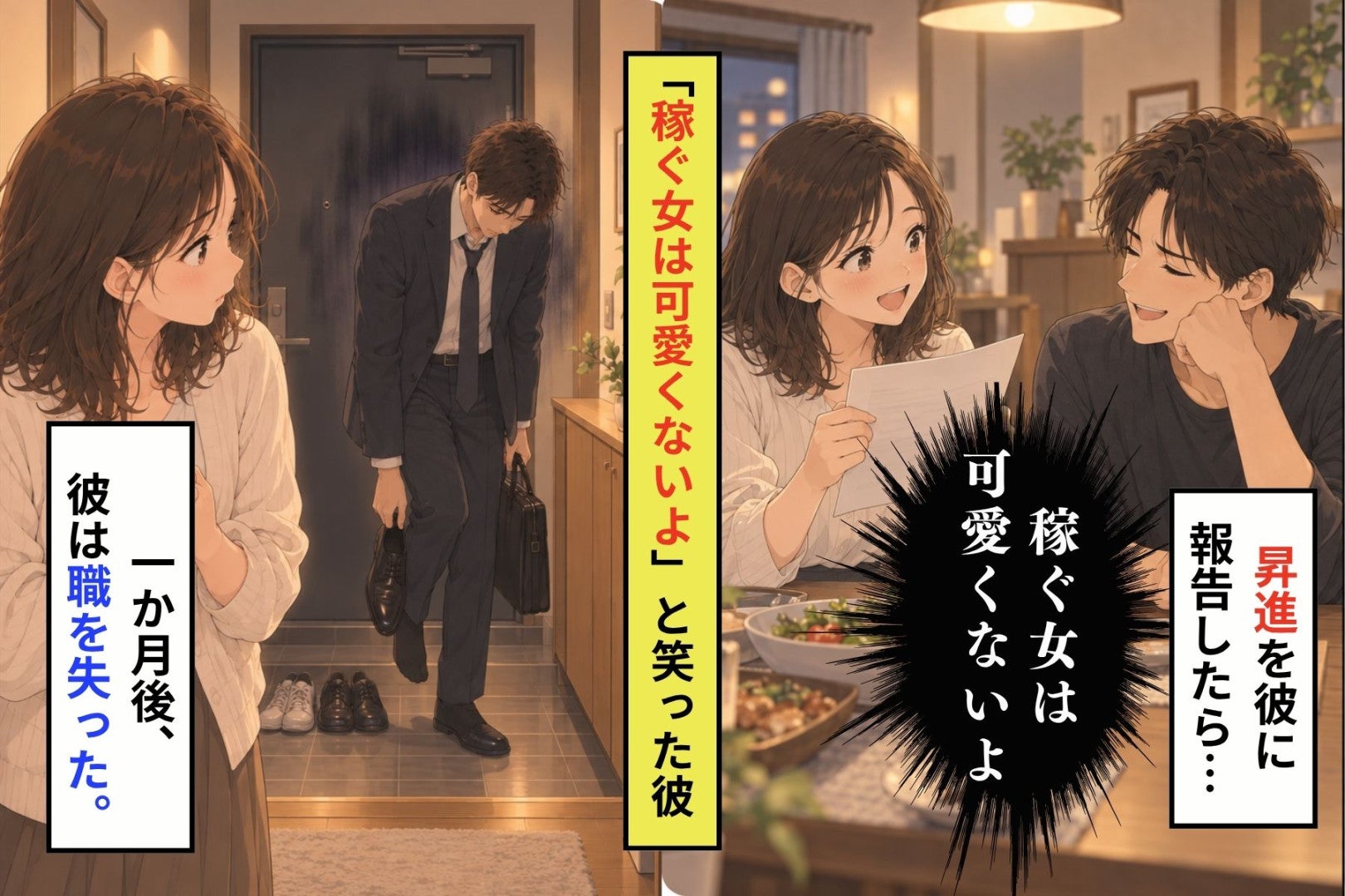 「稼ぐ女は可愛くないよ」と笑った彼。会社がなくなり、私の稼ぎに助けられた２カ月