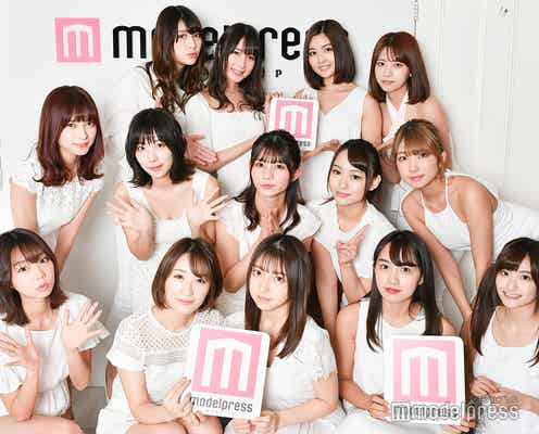 川崎あや・桃月なしこら「ゼロイチファミリア」美ボディ女子14人、モデルプレス編集部来訪!新年の抱負発表