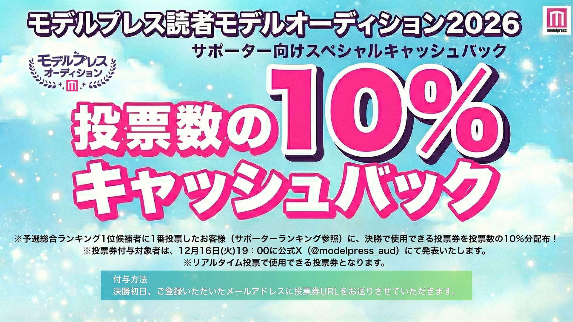 キャッシュバックキャンペーン詳細（C）モデルプレス