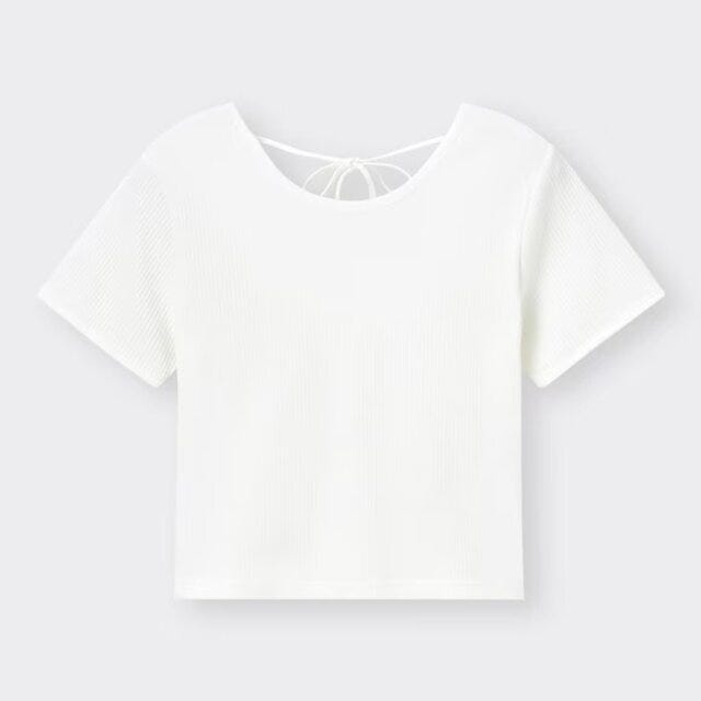 GU　白トップス　バックオープンミニT