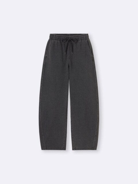 デニムスウェットバレルレッグパンツ 2025guデニムスウェットバレルレッグパンツ