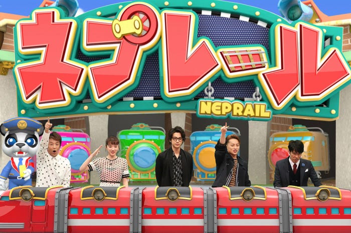 (左から)堀内健、永野芽郁、三浦翔平、白濱亜嵐、原田泰造 (C)フジテレビ