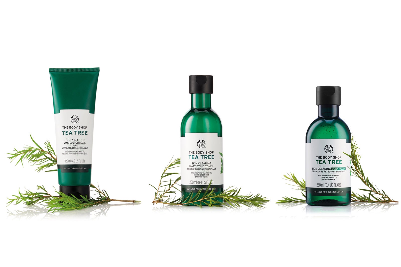 【終了】「THE BODY SHOP」ティーツリーシリーズ 多機能洗顔料・パウダー入り化粧水・ボディシャンプーをセットで3名様にプレゼント【アプリ限定】