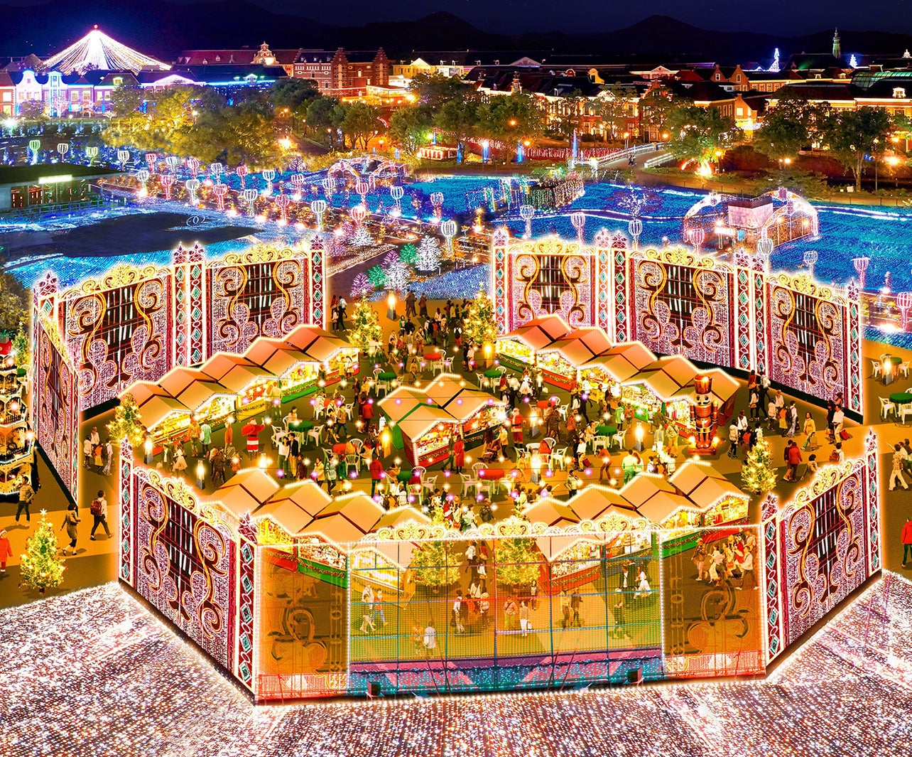 光のクリスマスマーケット／画像提供：ハウステンボス