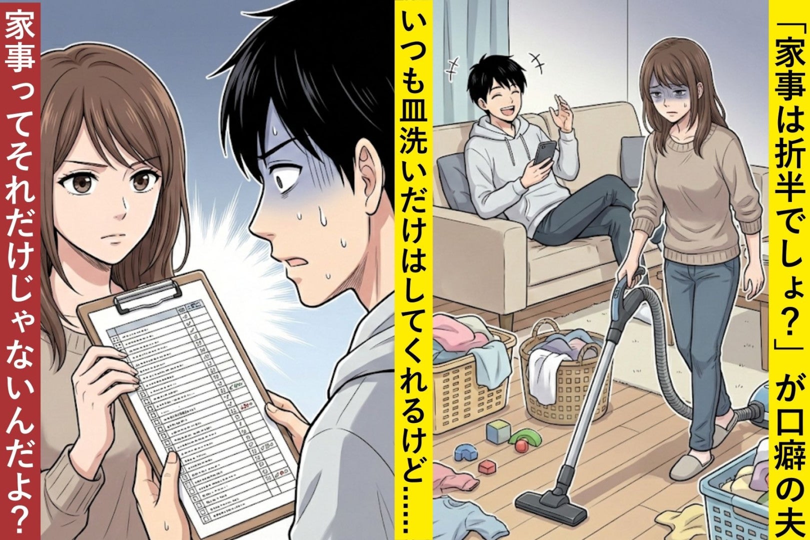 「折半でしょ？」が口癖の夫→皿洗いだけの現実に条件を出したら青ざめた