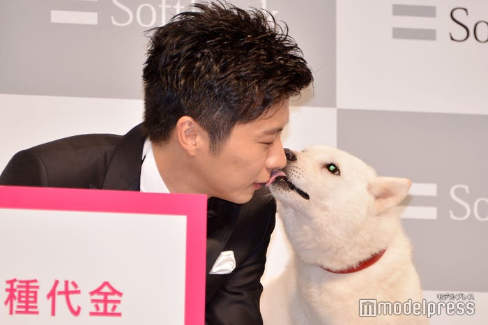 白戸家のお父さんに唇を奪われる田中圭(C)モデルプレス