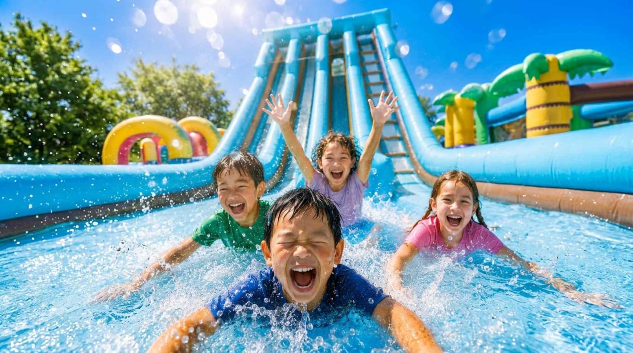 【大阪】水遊びシーズン開幕！「WHATAWON」の巨大エア遊具がウォータースライダーに♡