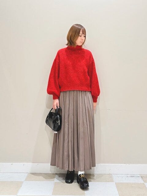 華やか着映えコーデ 2025冬ニットプリーツスカート華やか着映えコーデ