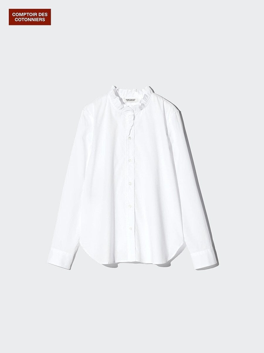 ユニクロのコットンストレッチフリルシャツ